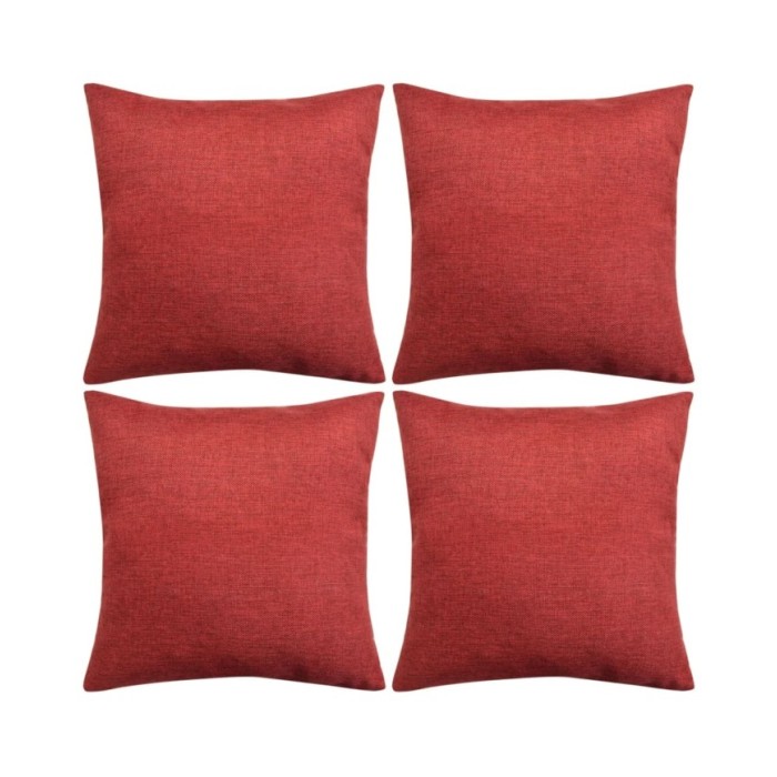 Housses de coussin 4 pcs Aspect de lin Bordeaux 80x80 cm
