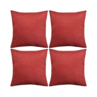 Housses de coussin 4 pcs Aspect de lin Bordeaux 80x80 cm