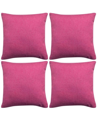 Housses de coussin 4 pcs Aspect de lin Rose 80x80 cm