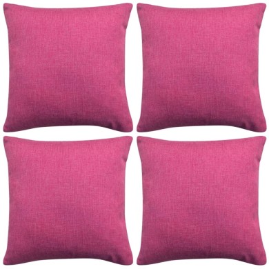 Housses de coussin 4 pcs Aspect de lin Rose 80x80 cm