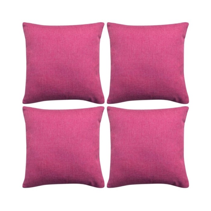 Housses de coussin 4 pcs Aspect de lin Rose 80x80 cm