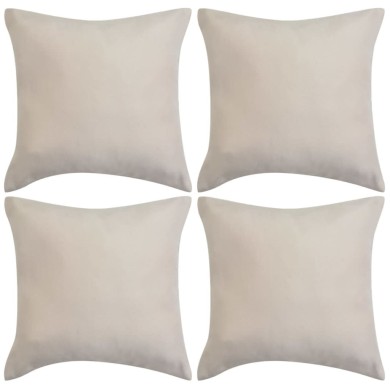 Housse de coussin 4 pcs 50 x 50 cm Polyester Faux Daim Beige