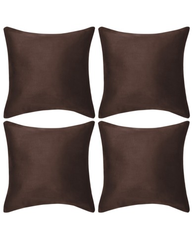 Housse de coussin 4 pcs 80 x 80 cm Polyester Faux Daim Marron