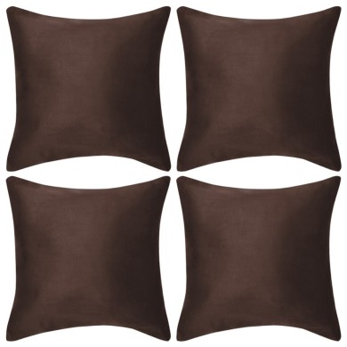Housse de coussin 4 pcs 80 x 80 cm Polyester Faux Daim Marron