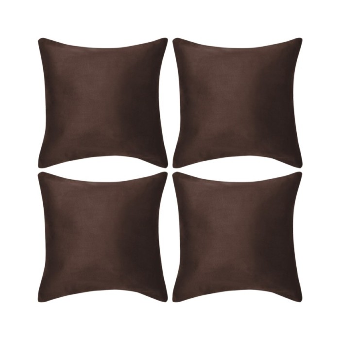 Housse de coussin 4 pcs 80 x 80 cm Polyester Faux Daim Marron