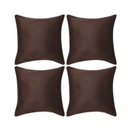 Housse de coussin 4 pcs 80 x 80 cm Polyester Faux Daim Marron