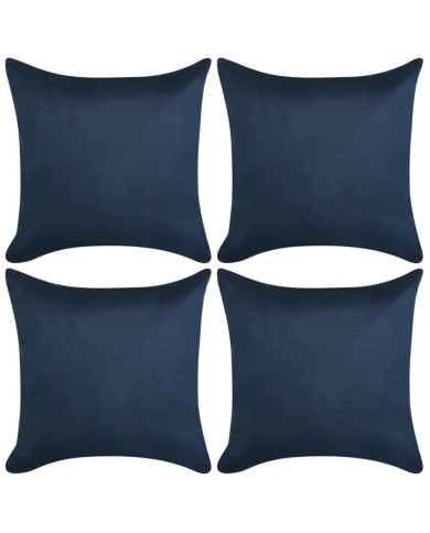 Housse de coussin 4 pcs 80x80cm Polyester Faux Daim Bleu marin