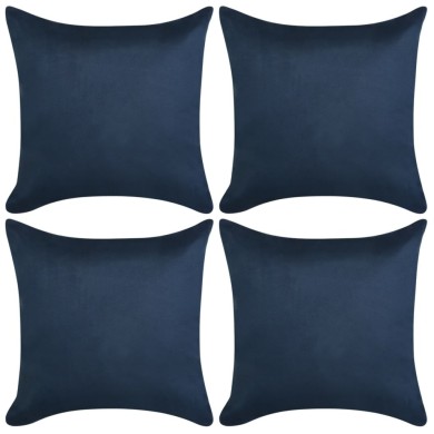 Housse de coussin 4 pcs 80x80cm Polyester Faux Daim Bleu marin