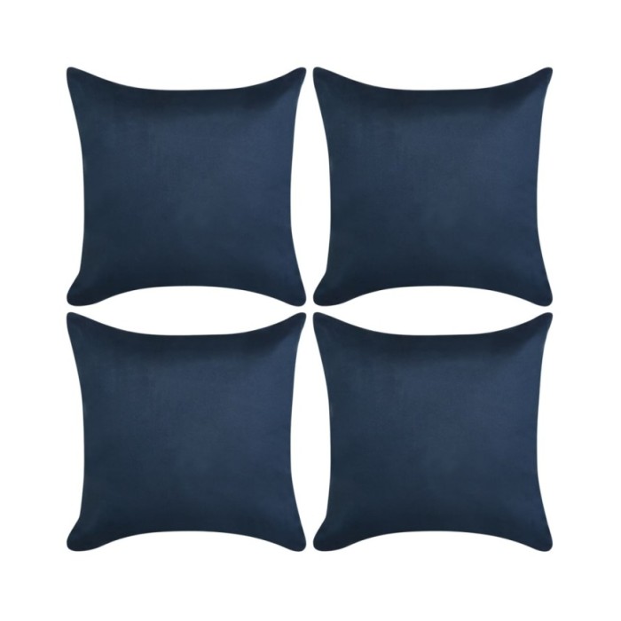 Housse de coussin 4 pcs 80x80cm Polyester Faux Daim Bleu marin