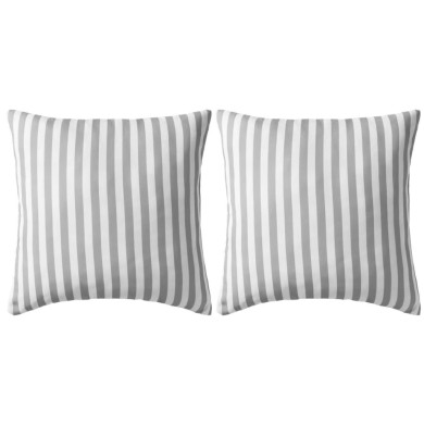 Oreiller d'extérieur 2 pcs Impression rayure 45 x 45 cm Gris