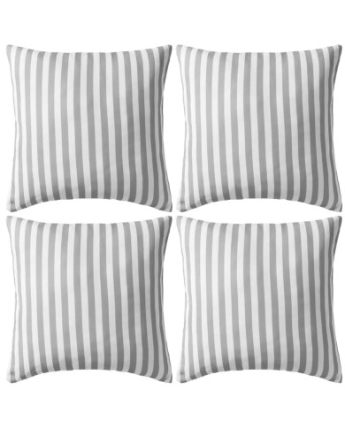 Oreiller d'extérieur 4 pcs Impression rayure 45 x 45 cm Gris