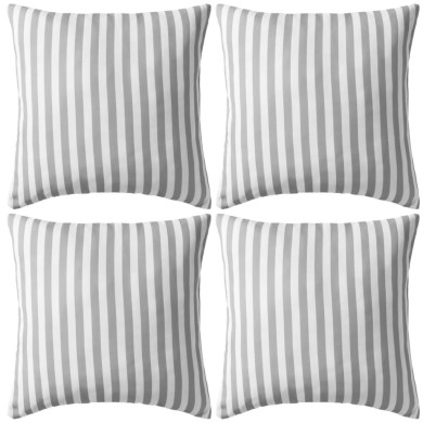 Oreiller d'extérieur 4 pcs Impression rayure 45 x 45 cm Gris