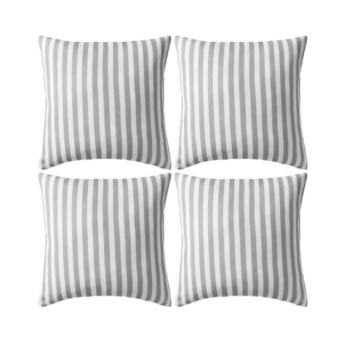 Oreiller d'extérieur 4 pcs Impression rayure 45 x 45 cm Gris