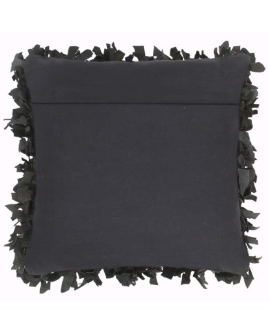 Coussins shaggy 2 pcs Noir 45x45 cm Cuir et coton