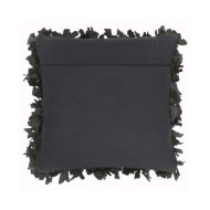 Coussins shaggy 2 pcs Noir 45x45 cm Cuir et coton