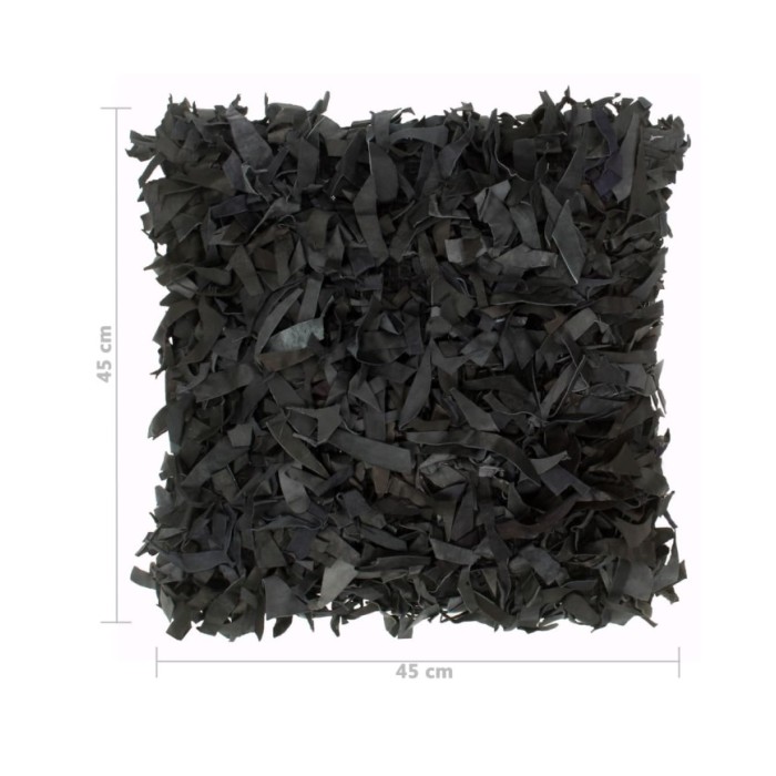 Coussins shaggy 2 pcs Noir 45x45 cm Cuir et coton