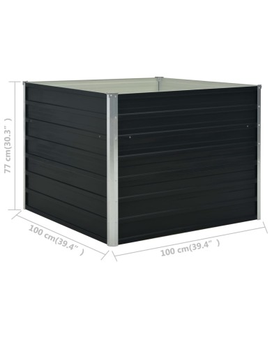 Jardinière surélevée Anthracite 100x100x77 cm Acier galvanisé