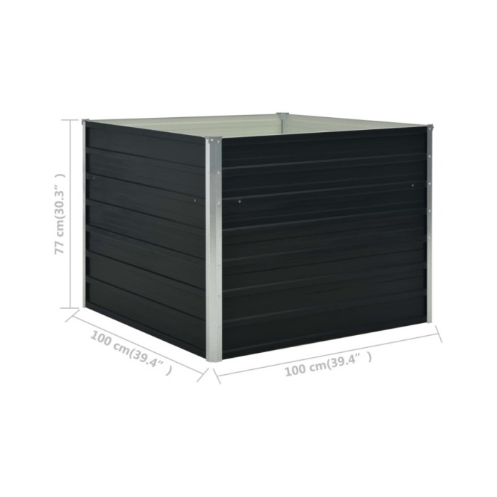Jardinière surélevée Anthracite 100x100x77 cm Acier galvanisé