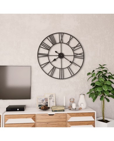 Horloge murale vintage avec mouvement à quartz Métal 80 cm XXL