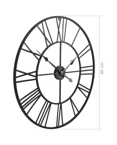Horloge murale vintage avec mouvement à quartz Métal 80 cm XXL