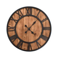 Horloge murale vintage à quartz Bois et métal 60 cm XXL