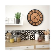 Horloge murale vintage à quartz Bois et métal 60 cm XXL