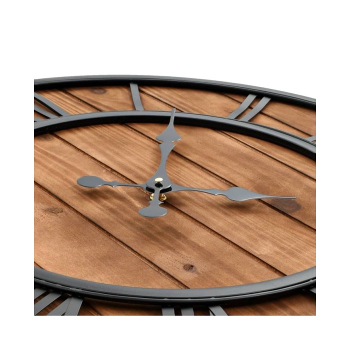 Horloge murale vintage à quartz Bois et métal 60 cm XXL