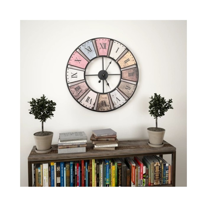Horloge murale vintage avec mouvement à quartz 60 cm XXL