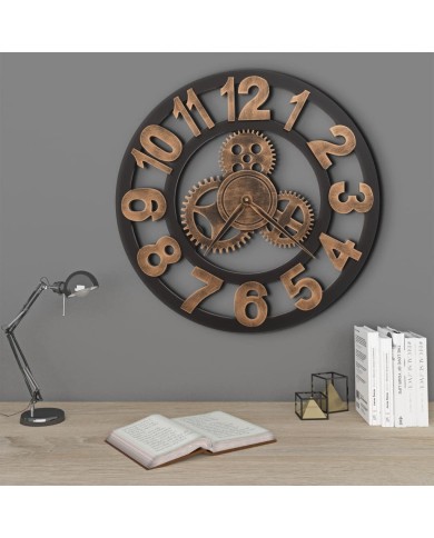 Horloge murale Métal 58 cm Doré et noir