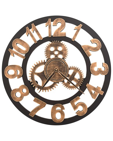 Horloge murale Métal 58 cm Doré et noir