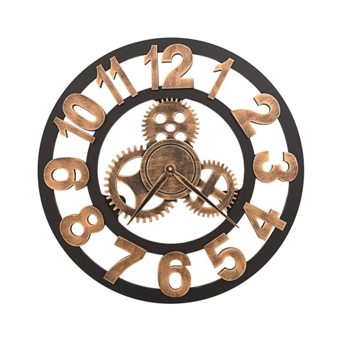 Horloge murale Métal 58 cm Doré et noir