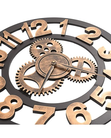 Horloge murale Métal 58 cm Doré et noir