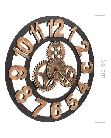 Horloge murale Métal 58 cm Doré et noir