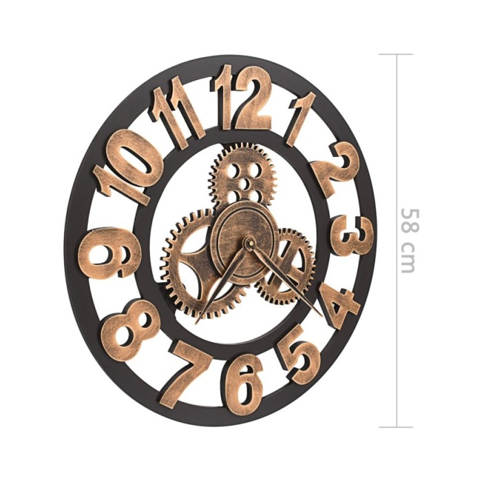 Horloge murale Métal 58 cm Doré et noir