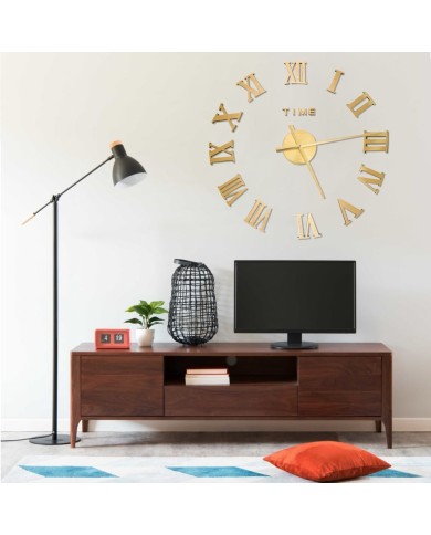 Horloge murale 3D Design moderne Doré 100 cm XXL