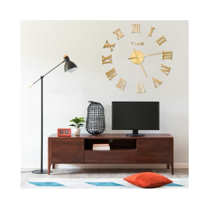 Horloge murale 3D Design moderne Doré 100 cm XXL