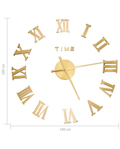 Horloge murale 3D Design moderne Doré 100 cm XXL