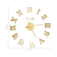 Horloge murale 3D Design moderne Doré 100 cm XXL