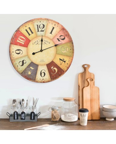 Horloge murale vintage Colorée 60 cm