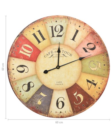 Horloge murale vintage Colorée 60 cm