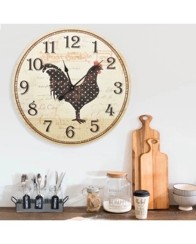 325184 Wall Clock with Chicken Design Multicolour 60 cm MDF
