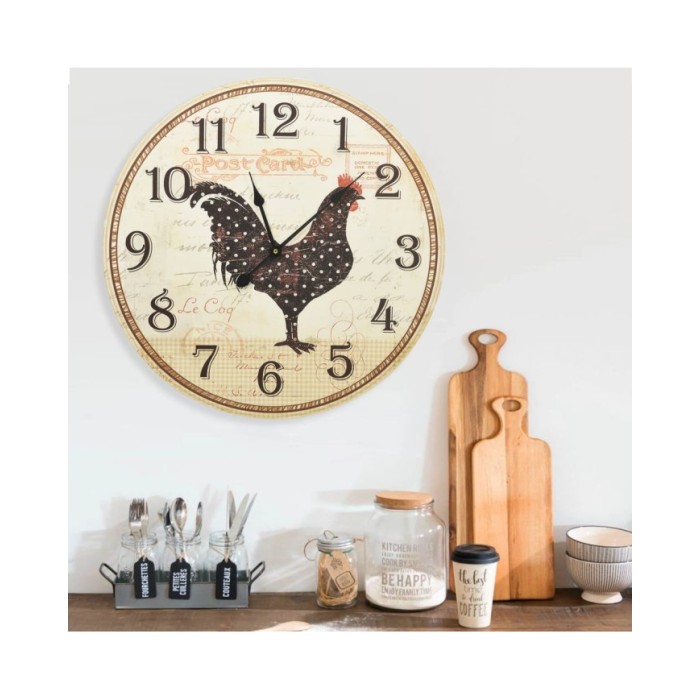 325184 Wall Clock with Chicken Design Multicolour 60 cm MDF