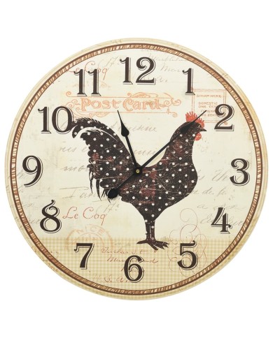 325184 Wall Clock with Chicken Design Multicolour 60 cm MDF
