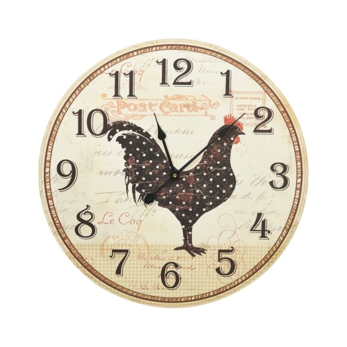 325184 Wall Clock with Chicken Design Multicolour 60 cm MDF