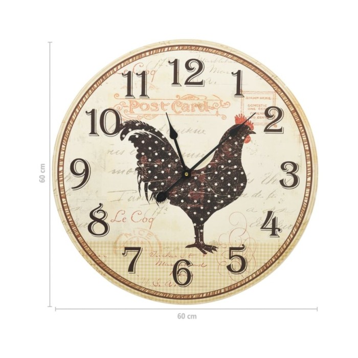 325184 Wall Clock with Chicken Design Multicolour 60 cm MDF