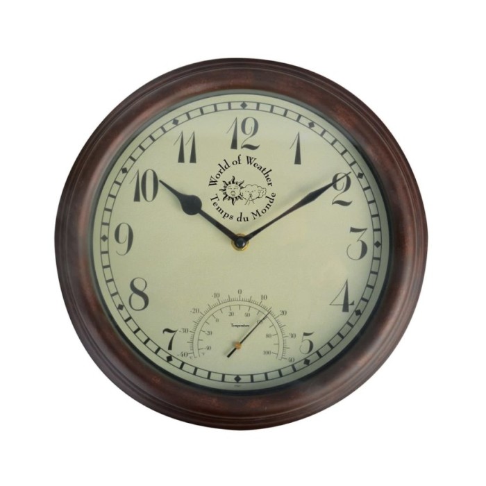 Esschert Design Horloge de station avec thermomètre 30,5 cm TF007