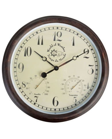 Esschert Design Horloge de station avec thermo-hygromètre 30,5cm TF008