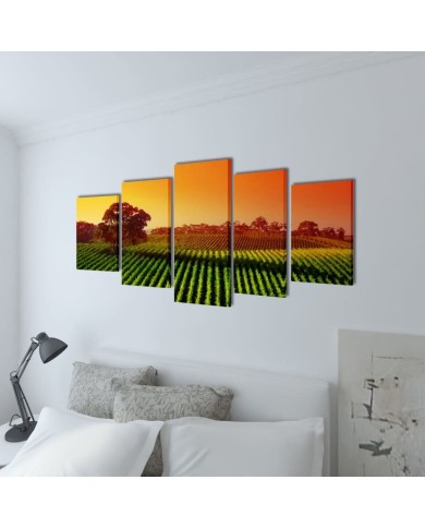 Set de toiles murales imprimées Champs 100 x 50 cm