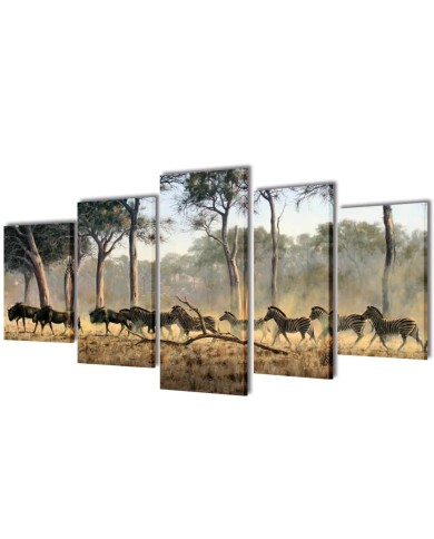 Set de toiles murales imprimées Zèbres 100 x 50 cm