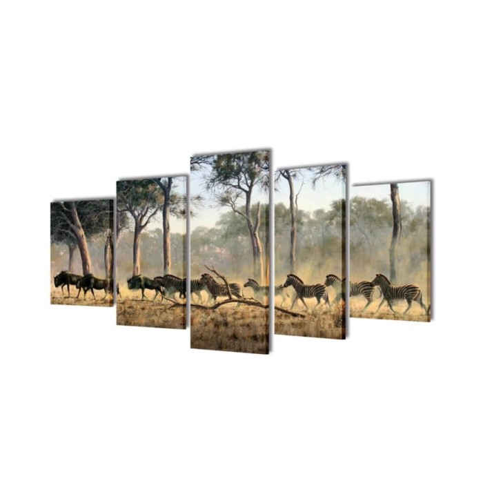 Set de toiles murales imprimées Zèbres 100 x 50 cm